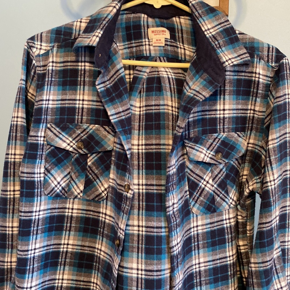 Men’s Blue / Grey / Aqua Soft Flannel Shirt Unisex Men’s M by MOSSIMO EUC